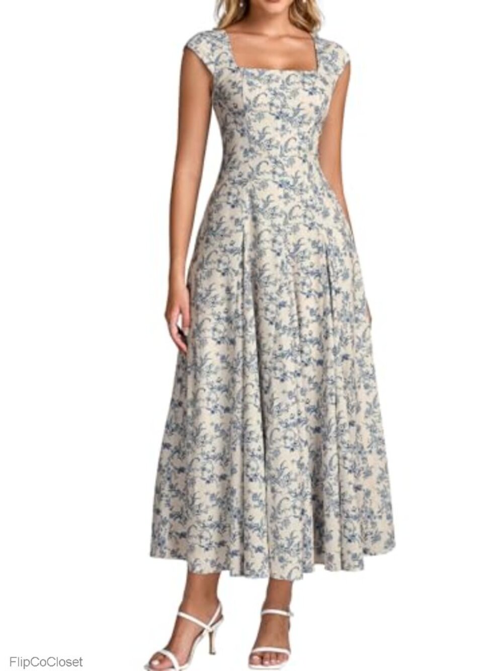 Corset Midi Wedding Guest Dress with Pockets Flowey A-Line